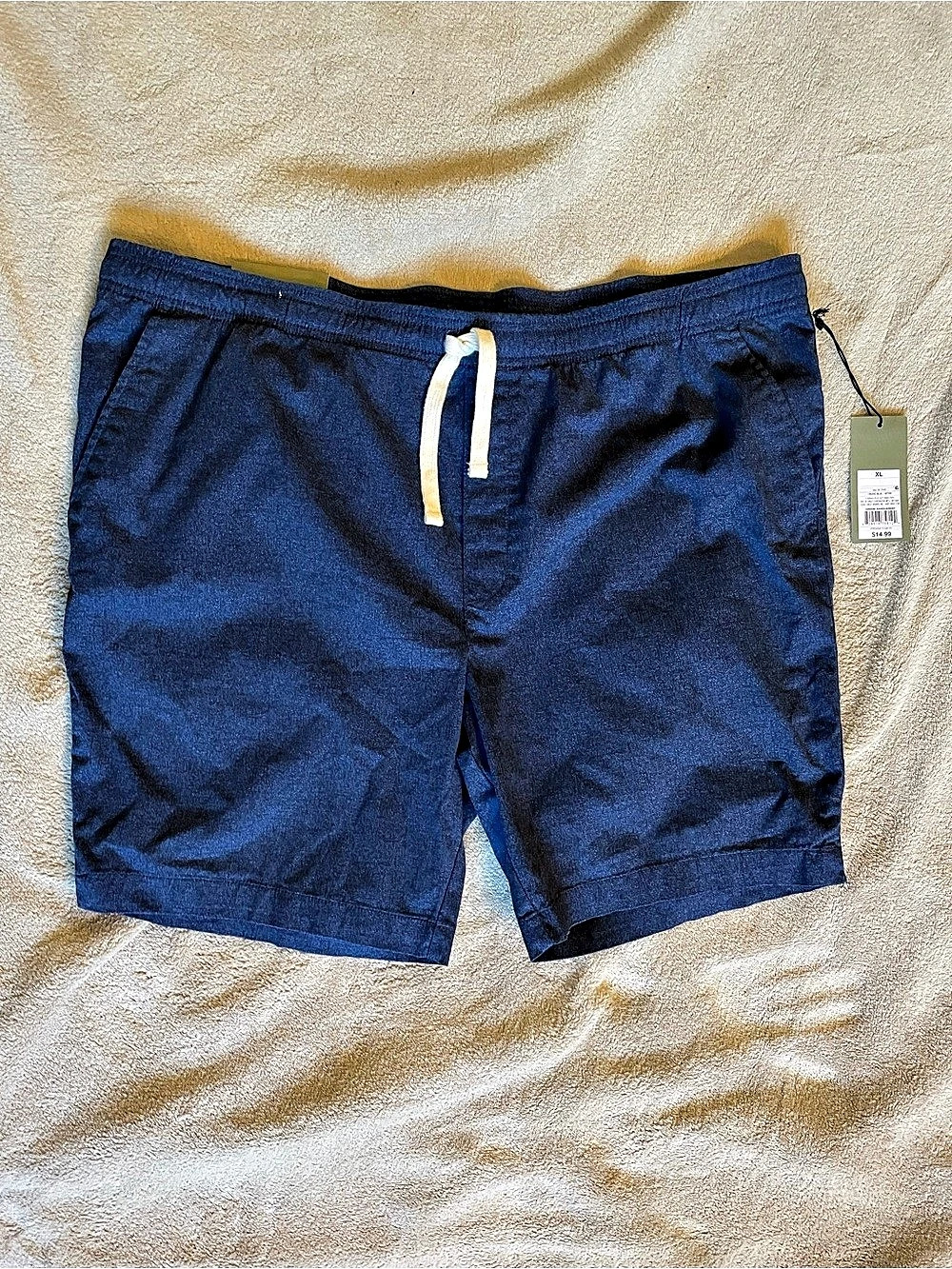 NWT Goodfellow & Co Drawstring Shorts Men's Blue Flat Front XL